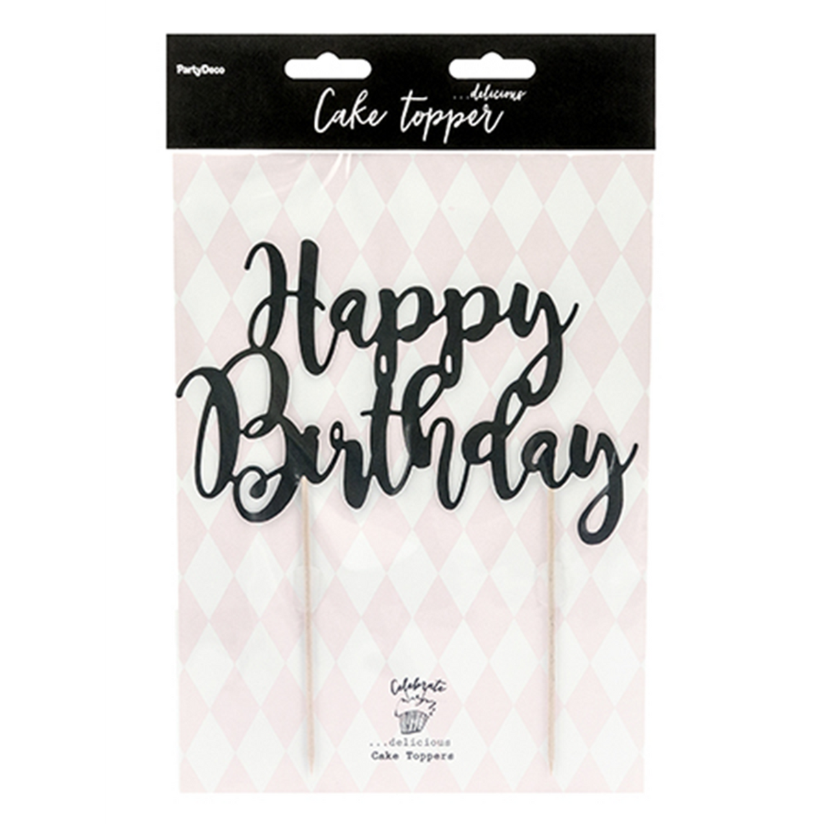 1 taarttopper - Happy Birthday - Zwart