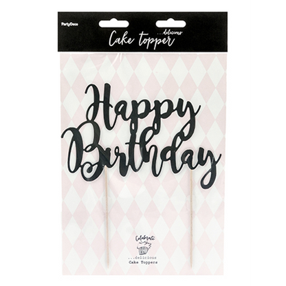 1 taarttopper - Happy Birthday - Zwart