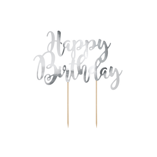 1 Taarttopper - Happy Birthday - Zilver