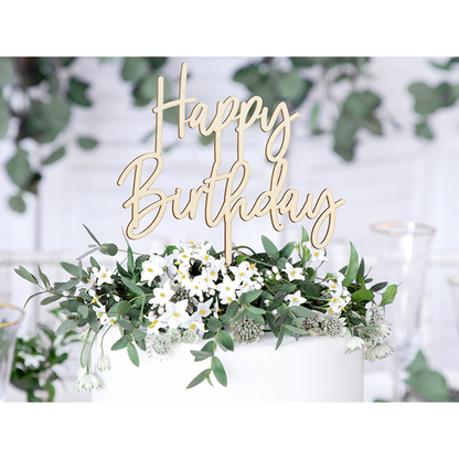 1 Cake Topper - Hout - Happy Birthday