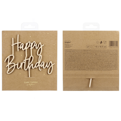 1 Cake Topper - Hout - Happy Birthday