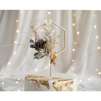 1 Taarttopper - Hout - Zeshoek