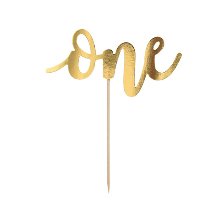 1 Cake Topper - ONE - Goud