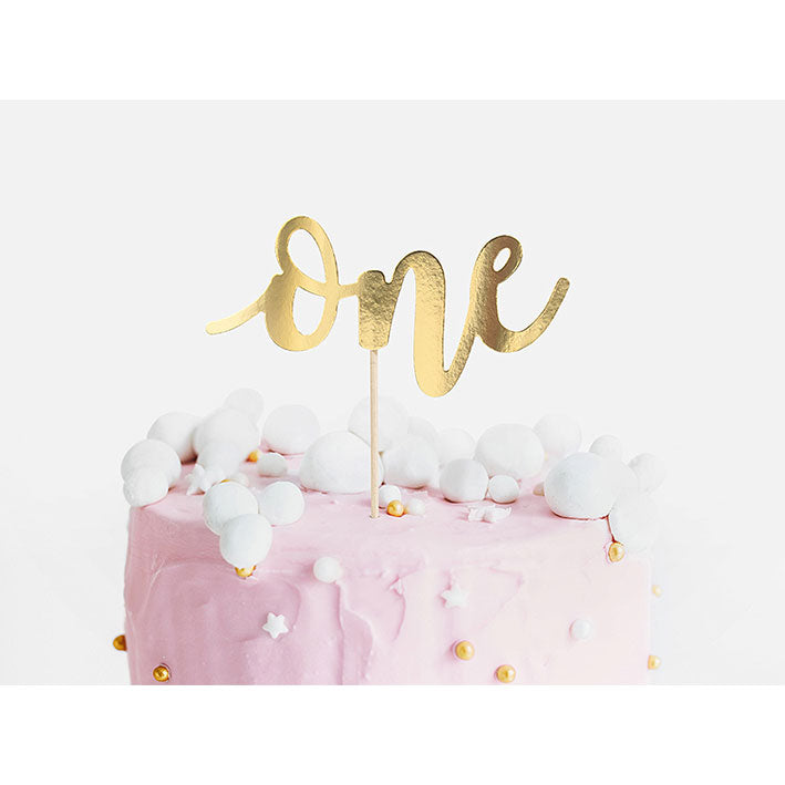 1 Cake Topper - ONE - Goud