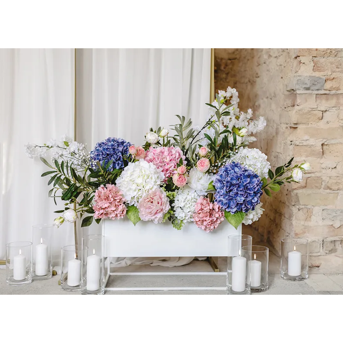 1 Kunstbloem - Hortensia - 35 cm - Wit