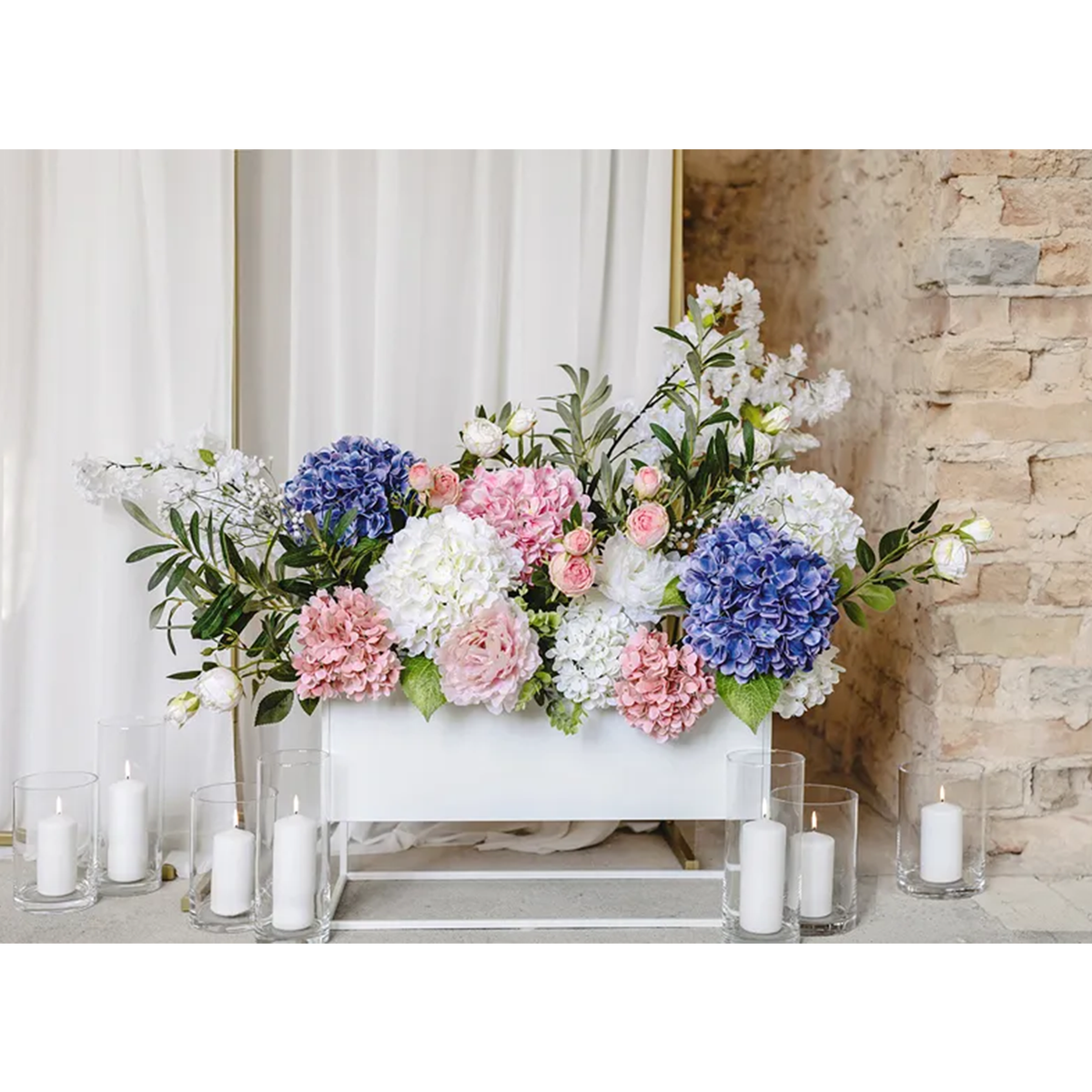1 kunstbloem - Hortensia - 69 cm - Donkerblauw