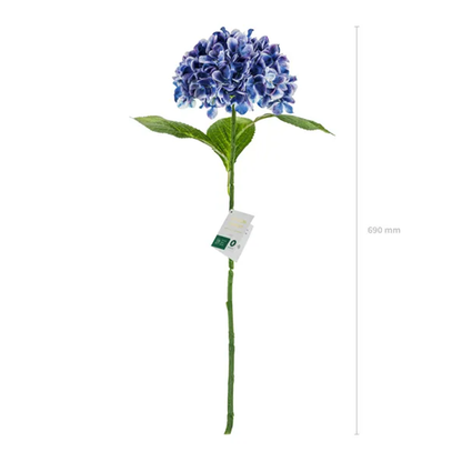1 kunstbloem - Hortensia - 69 cm - Donkerblauw