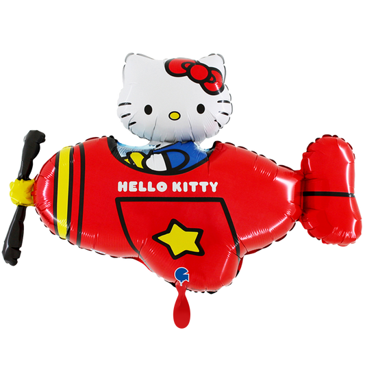 1 Ballon XXL - Hello Kitty Vliegtuig Rood