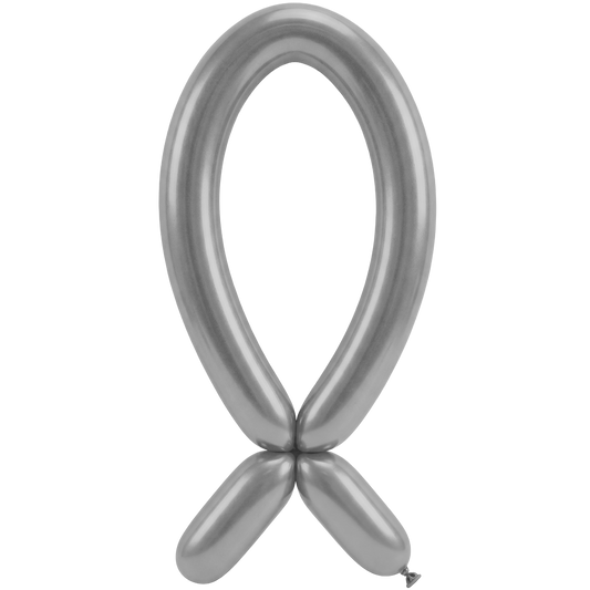 50 Modellierballons - Tuit omhoog - 5x152cm - Parel Zilver
