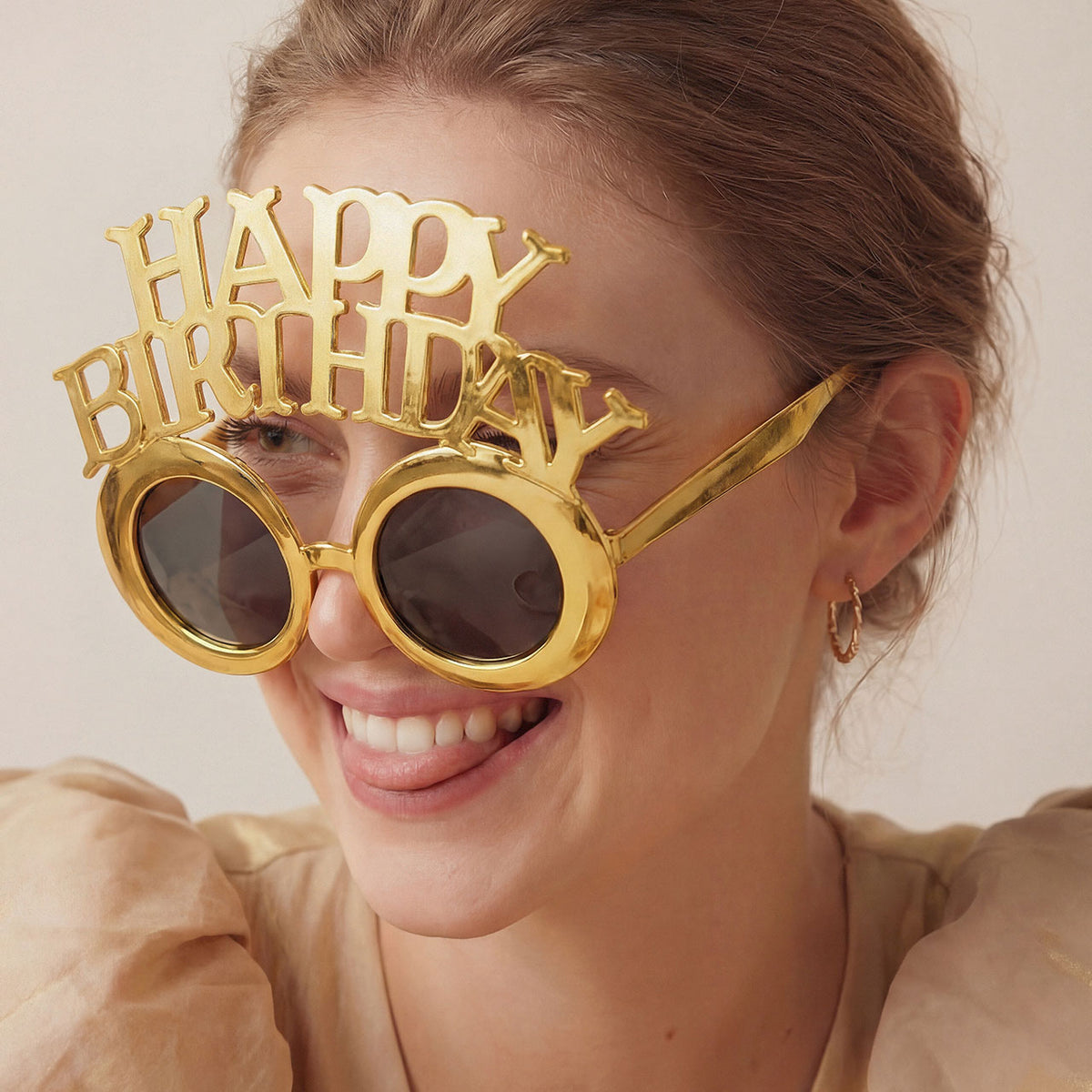 1 paar - bril Happy Birthday - koudgoud
