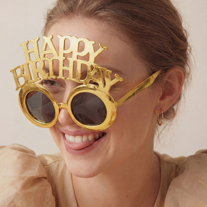 1 paar - bril Happy Birthday - koudgoud