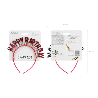 1 Hoofdband - Happy Birthday - Roze