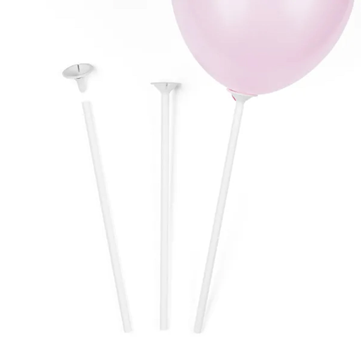 100 ballonstokjes met cupjes 30 cm