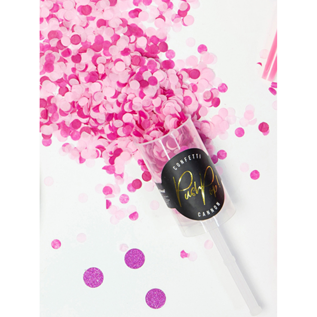 1 Confetti Push Pop - Roze & Roze