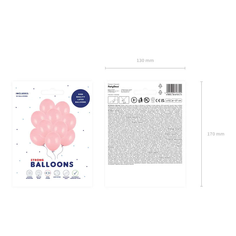 10 ballonnen - Ø 27cm - Pastel Baby Roze