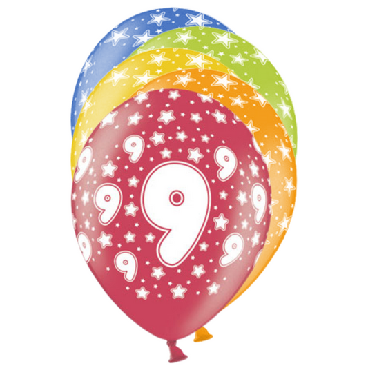 6 folieballonnen - Ø 30cm - 9 Celebration