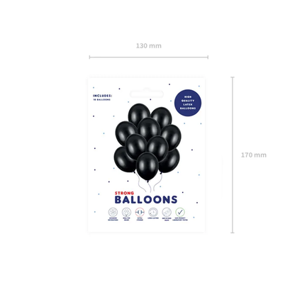 10 ballonnen - Ø 30cm - Metallic - Zwart