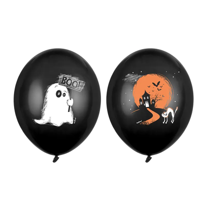 6 Ballonnen - Ø 30cm - Spook - Pastel Zwart