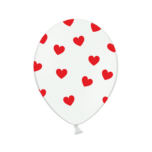 6 Motiefballonnen - Ø 30cm - Rode Harten