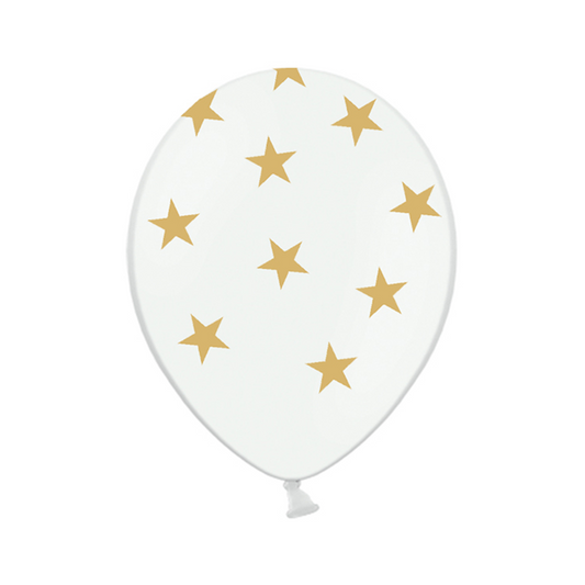 6 Motiefballonnen - Ø 30cm - Sterren - Wit
