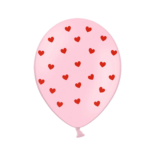 6 Motivballonnen - Ø 30cm - Roze Hart