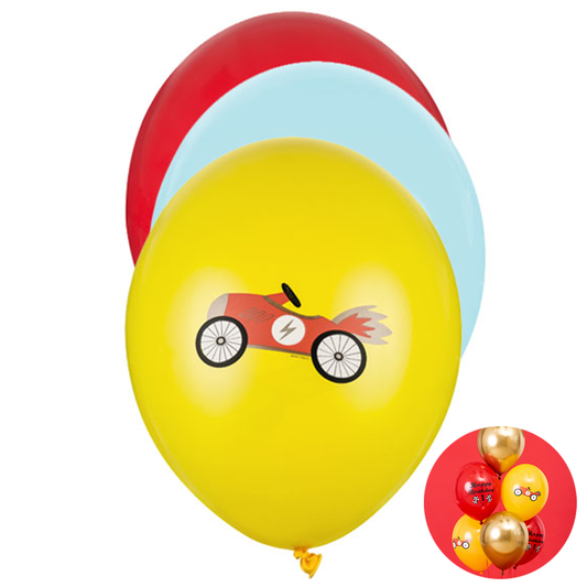 6 Motivballons - Ø 30cm - SET - 1e Verjaardag Race
