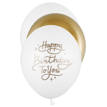 6 Motiefballonnen - Ø 30cm - SET - Happy Birthday To You