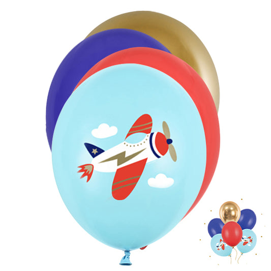 6 Folieballonnen - Ø 30cm - Vliegtuig