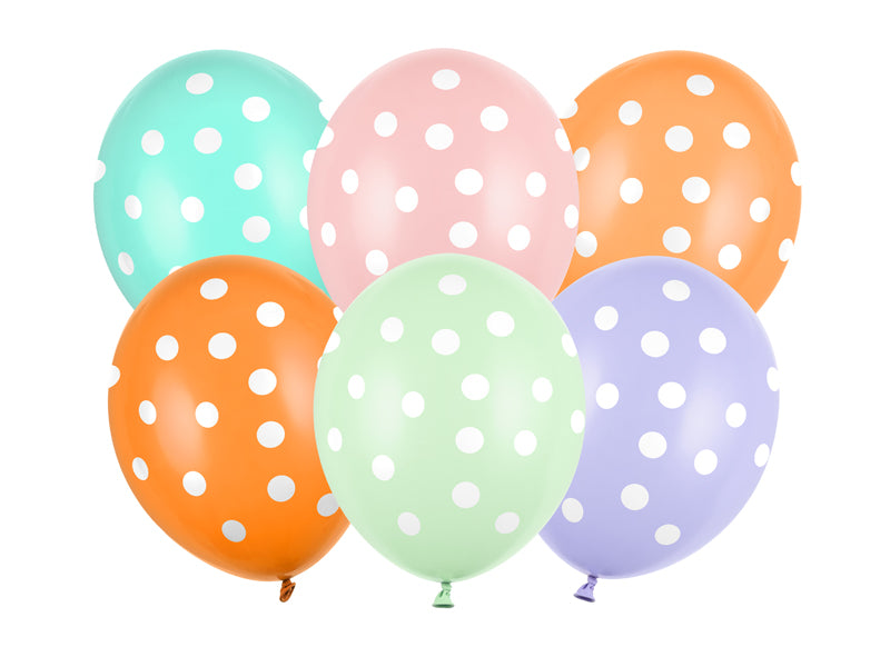 6 Motivballonnen - Ø 30cm - Stippen - Mix