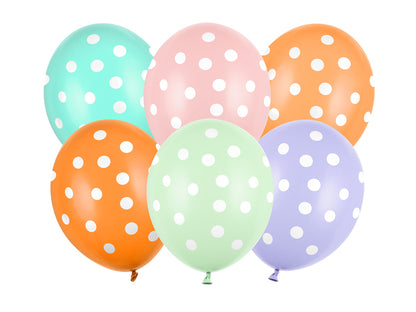 6 Motivballonnen - Ø 30cm - Stippen - Mix
