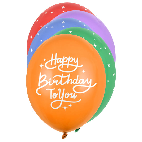 6 Motiefballonnen - Ø 30cm - Happy Birthday to You
