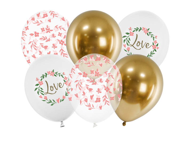 6 Motiefballonnen - Ø 30cm - Love Flowers