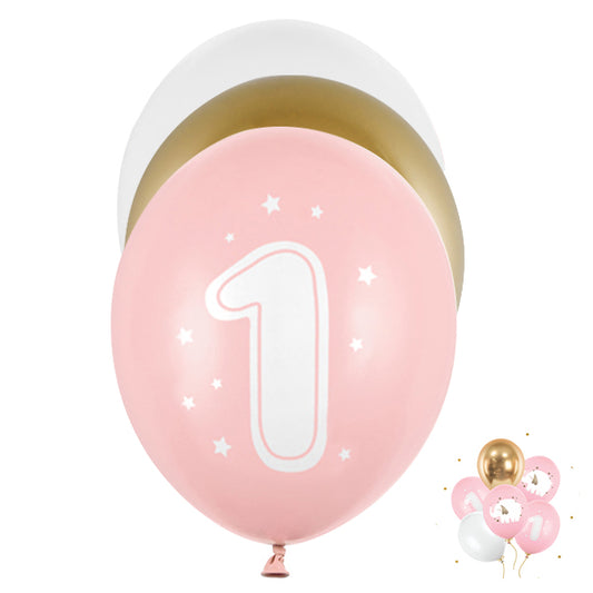 6 Motiefballonnen - Ø 30cm - One Year Girl