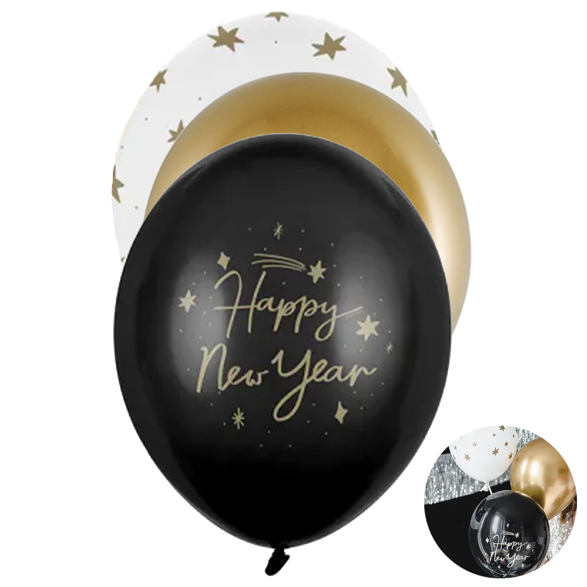 6 folieballonnen - Ø 30cm - HNY Mix