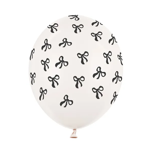 6 motiefballonnen - Ø 30 cm - strikjes - pastel off-white