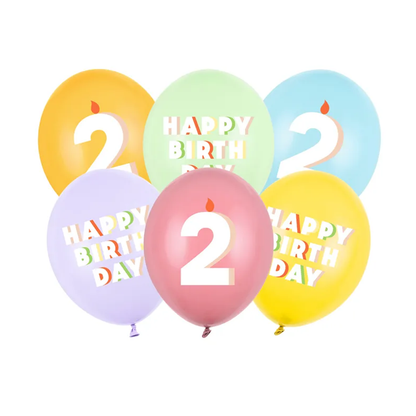 6 Folieballonnen - Ø 30 cm - Happy Birthday 2 - Mix
