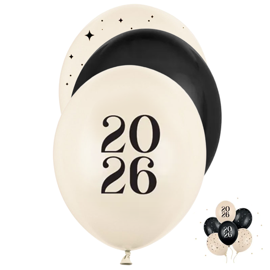 6 themaballonnen - Ø 30cm - Happy New Year 2026