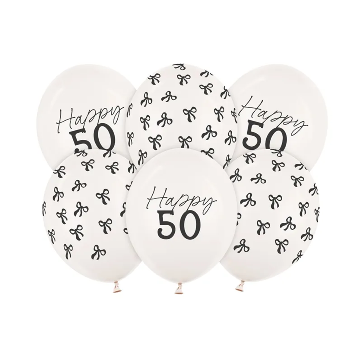 6 folieballonnen - Ø 30 cm - Happy Birthday 50 - Pastel Off-White