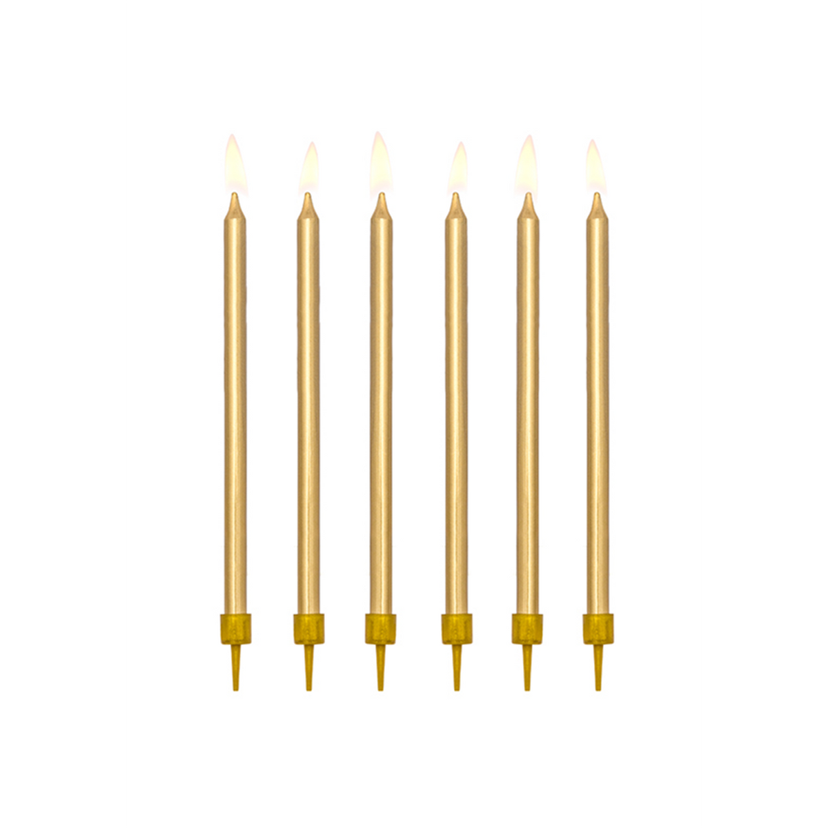 12 Taartkaarsen XL met houder - Goud