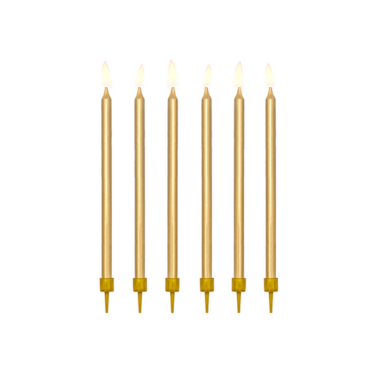 12 Taartkaarsen XL met houder - Goud