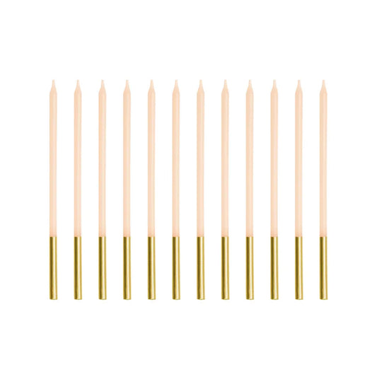 12 taartkaarsen XL - Beige Goud