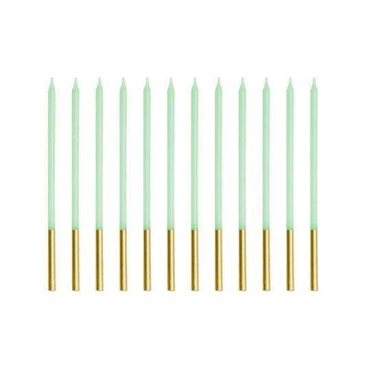12 taartkaarsen XL - Lichtgroen Goud