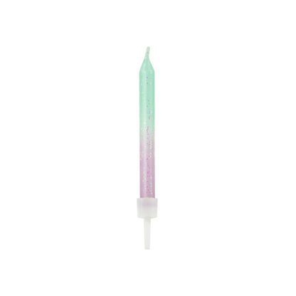 20 taartkaarsjes met houder - Ombre
