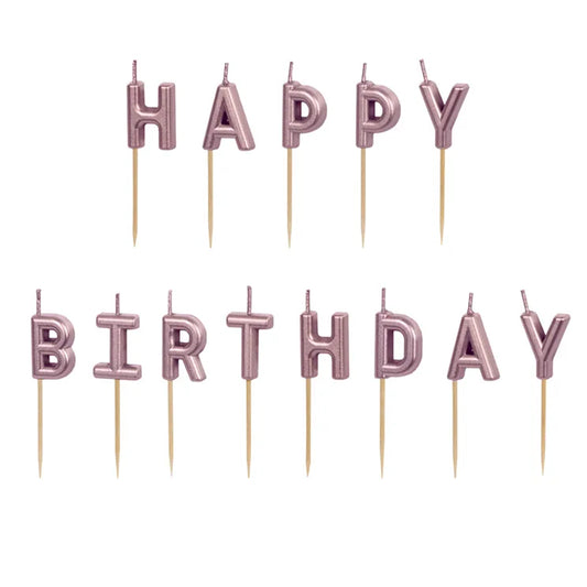 13 Taartkaarsen - Happy Birthday RoséGoud