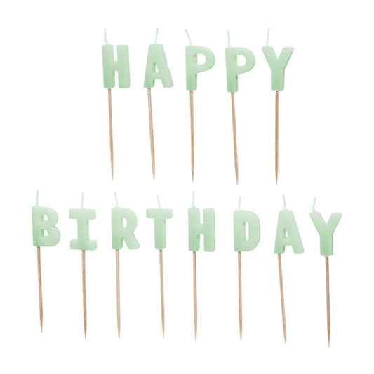 13 taartkaarsjes - Happy Birthday - Mint