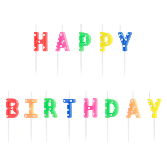 13 taartkaarsjes - Happy Birthday - Kleurrijk