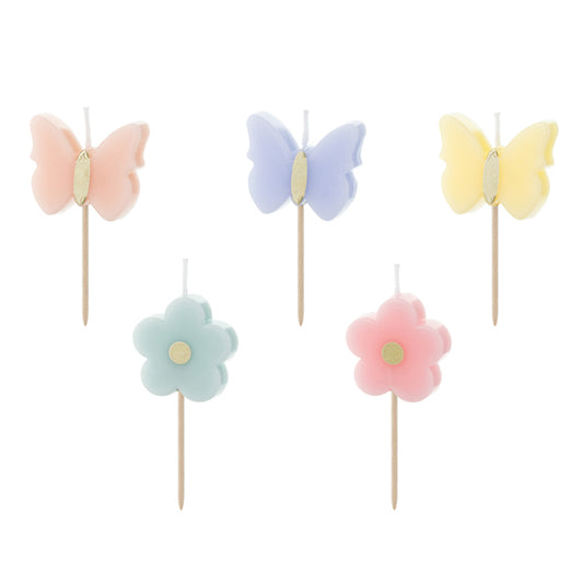 5 taartkaarsjes - Vlinders