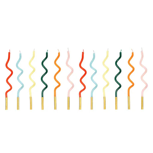 12 taartkaarsjes - Rainbow Curl
