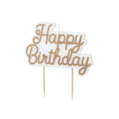 1 Taartkaars - Happy Birthday - Koud Goud