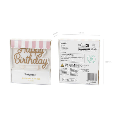 1 Taartkaars - Happy Birthday - Koud Goud
